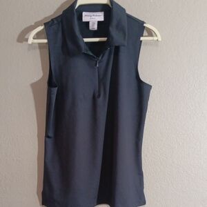 Tommy Bahama Black Sleeveless Polo Golf Top